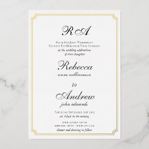Elegante goldene Rahmen Klassisches Monogramm Folieneinladung