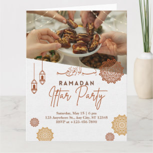 Elegante Goldene Ramadan-Iftar-Einladung mit Foto Karte