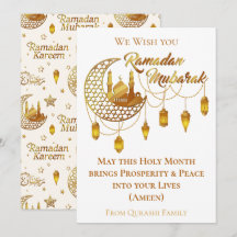 Elegante goldene Ramadan Mubarak-Moschee-Laternen