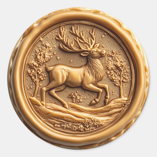 Elegante Goldene Rentier Weihnachtsfeiertag Runder Aufkleber (Vorderseite)