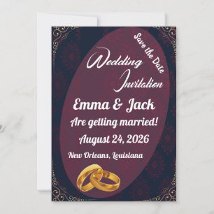 Elegante goldene Ringe Save the Date Einladung