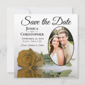 Elegante Goldene Rose auf der Hochzeit des White O Save The Date (Vorderseite)