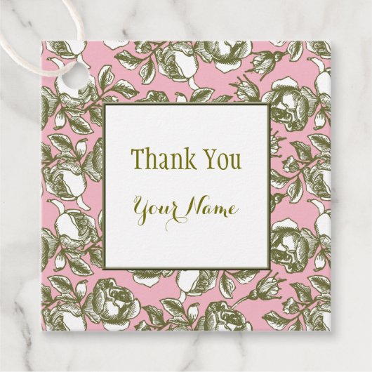 Elegante goldene Rose auf rosa Custom Vielen Dank Geschenkanhänger (Vorderseite)