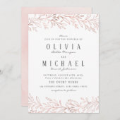 Elegante goldene Rose botanische Blumenhochzeit Einladung (Vorne/Hinten)