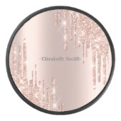 Elegante goldene Rose Eishockey Puck (Vorderseite)