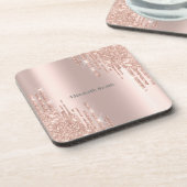 Elegante goldene Rose Getränkeuntersetzer (Linke Seite)