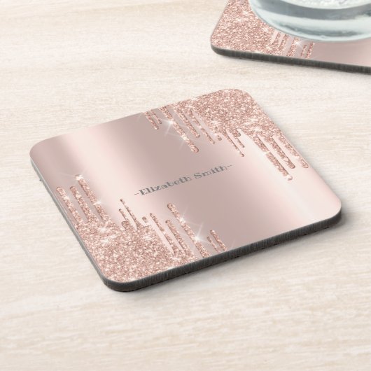 Elegante goldene Rose Getränkeuntersetzer (Linke Seite)