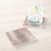 Elegante goldene Rose Glasuntersetzer (Schrägansicht)