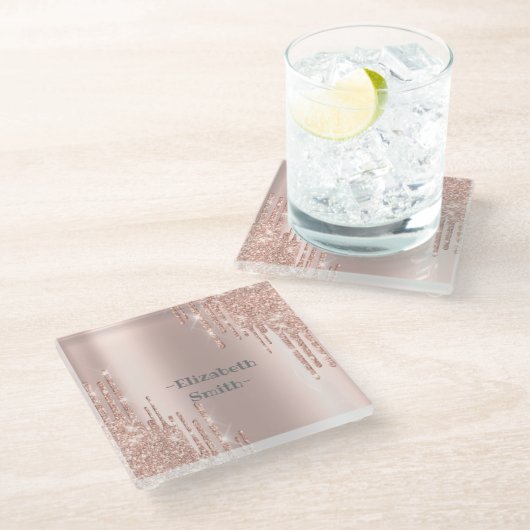 Elegante goldene Rose Glasuntersetzer (Schrägansicht)