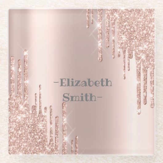 Elegante goldene Rose Glasuntersetzer (Vorderseite)