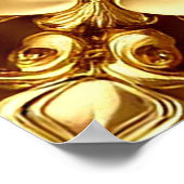 Elegante Goldene Rose mit Verziertem Dekorationsra Poster (Ecke)