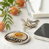 Elegante goldene Rose mit zeitloser Klassik Schlüsselanhänger (Seite)