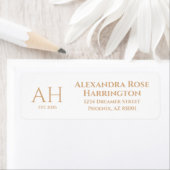 Elegante Goldene Rose Moderne Monogramm-Rücksendea (Insitu)