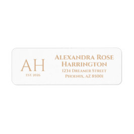Elegante Goldene Rose Moderne Monogramm-Rücksendea