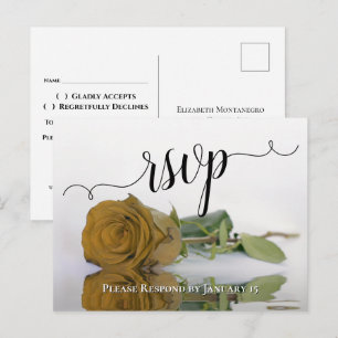 Elegante goldene Rose zur Hochzeits-RSVP Postkarte