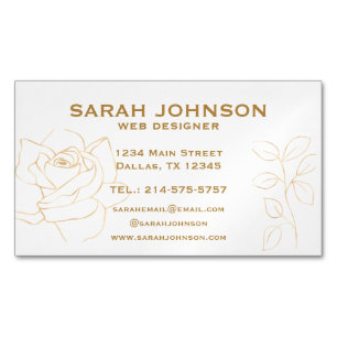 Elegante Goldene Rosen Magnetische Visitenkarte