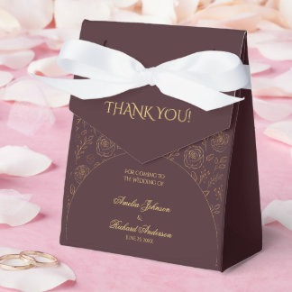 Elegante goldene Rosen Schokoladenbraune Hochzeit  Geschenkschachtel