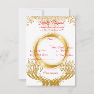Elegante Goldene RSVP-Karte auf Weiß RSVP Karte