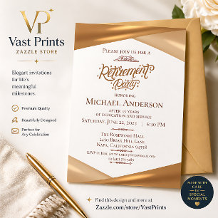 Elegante goldene Ruhestandsfeier Acryleinladungen