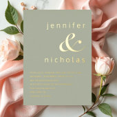 Elegante goldene Sage Grüne Ampere und Hochzeit Folieneinladung