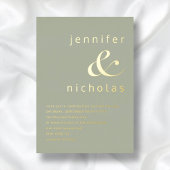 Elegante goldene Sage Grüne Ampere und Hochzeit Folieneinladung