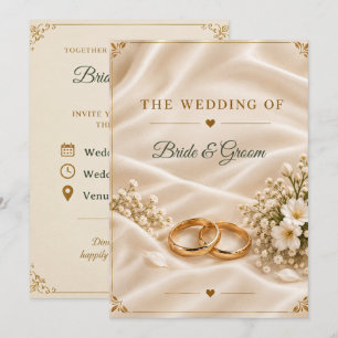 Elegante goldene Satin-Hochzeitseinladung Einladung