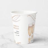 Elegante Goldene Schleife Perlen und Prosecco Brau Pappbecher (Links)