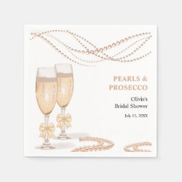 Elegante Goldene Schleife Perlen und Prosecco Brau Serviette
