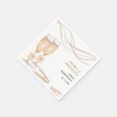 Elegante Goldene Schleife Perlen und Prosecco Brau Serviette (Ecke)