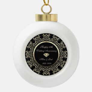 Elegante goldene Schlieren-Diamantene 50. Hochzeit Keramik Kugel-Ornament