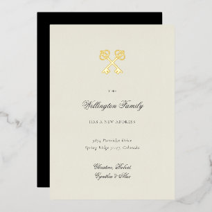 Elegante Goldene Schlüssel Neue Adresse Umzugsankü Folieneinladung