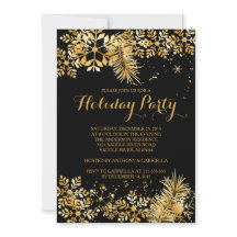 Elegante Goldene Schneeflocken Einladung