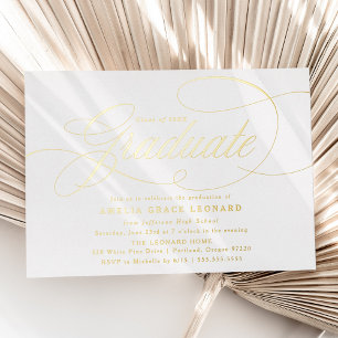Elegante Goldene Schrift-Abschlussfeier Folieneinladung
