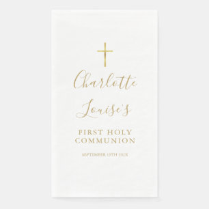 Elegante goldene Schrift Erstkommunion Serviette