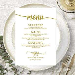 Elegante goldene Schrift Hochzeitsmenükarte Menükarte