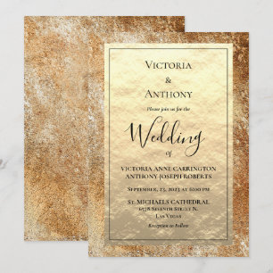 Elegante goldene Schrift Vintage-Rustikal Hochzeit Einladung