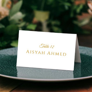 Elegante goldene Schriftzug-Islamische Hochzeitspl Tischnummer