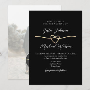 Elegante goldene schwarze minimalistische Hochzeit Einladung