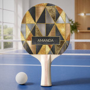Elegante goldene schwarze silberne geometrische Dr Tischtennis Schläger