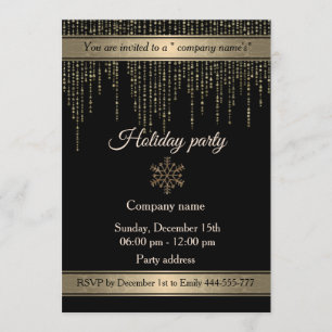 Elegante goldene Schwarzfeierparty Einladung