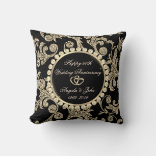 Elegante Goldene Schwünge, Herz 50. Hochzeitstag Kissen