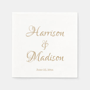 Elegante goldene Script-Individuelle Name Date chi Serviette