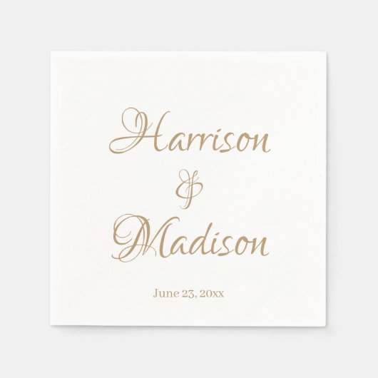 Elegante goldene Script-Individuelle Name Date chi Serviette (Vorderseite)