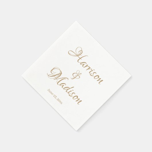 Elegante goldene Script-Individuelle Name Date chi Serviette (Ecke)