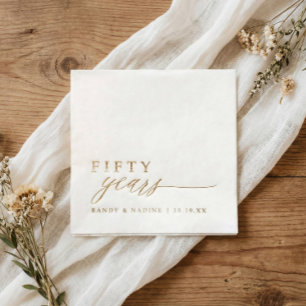Elegante goldene Servietten zum 50. Hochzeitstag Mit Folie