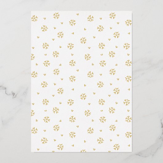 Elegante Goldene Snowflake Folieneinladung (Rückseite)