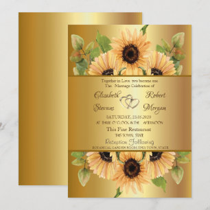 Elegante goldene Sonnenblumen-Hochzeitseinladung Einladung
