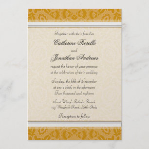 Elegante goldene Spitze-Hochzeits-Einladungen Einladung
