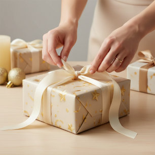 Elegante Goldene Sterne & Konfetti-Feier Geschenkpapier