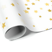 elegante goldene Sterne mit weißem Muster Geschenkpapier (Rolleneckpunkt)